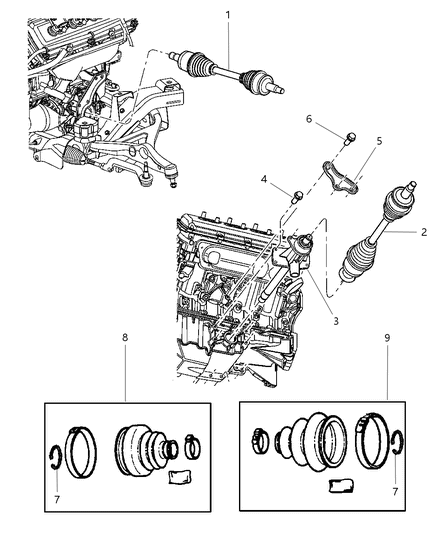 2008 Chrysler 300 Shafts - Front Axle Diagram