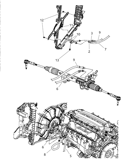 2006 Dodge Ram 1500 Power Steering Hoses, Pump & Related Diagram