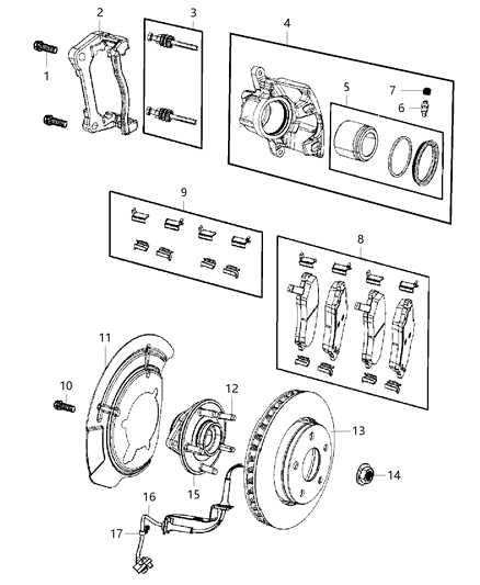 2015 Jeep Wrangler CALIPER-Disc Brake Diagram for 68003697AC