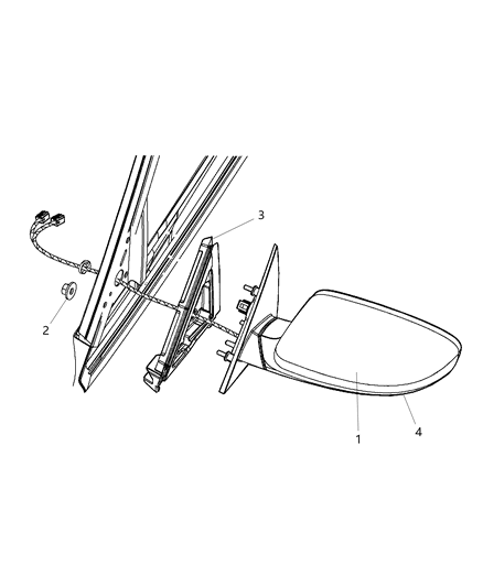 2011 Chrysler 300 Outside Rear View Mirror Diagram for 1TK87AXRAD