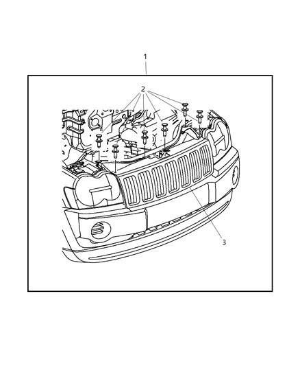 2009 Jeep Grand Cherokee Grille-Radiator Diagram for 55157458AB