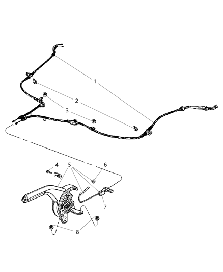 2007 Jeep Patriot Parking Brake Lever & Cables Diagram