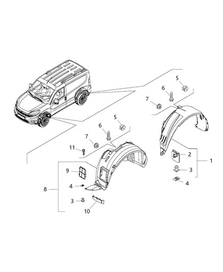 2016 Ram ProMaster City SPAT-Rear Wheel Opening Diagram for 68266790AA