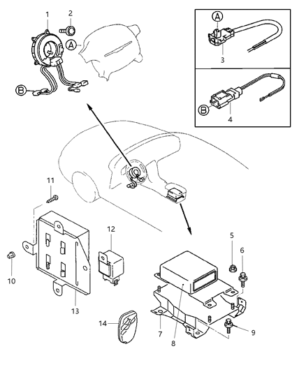 2000 Chrysler Sebring Coupe Relays - Airbag & Keyless Entry Diagram