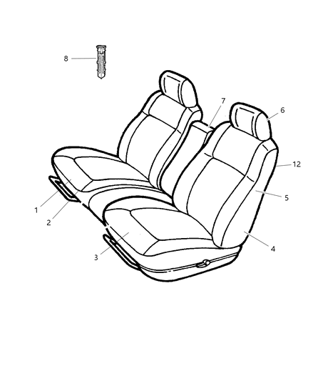 2003 Dodge Intrepid Front Seat Cushion Cover Diagram for WT981DVAA