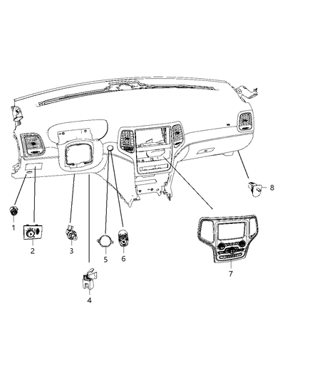 2019 Jeep Grand Cherokee Switches - Instrument Panel Diagram