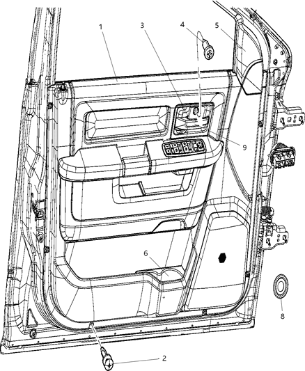 2014 Ram 3500 Front Door Trim Panel Diagram