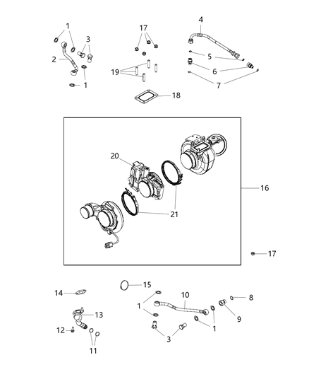 2009 Dodge Ram 5500 Turbocharger & Hoses / Tubes Diagram