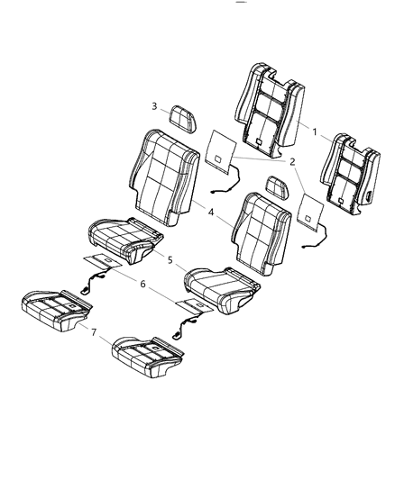 2020 Dodge Durango Rear Seat, Bucket Diagram 3