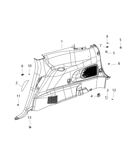 2019 Dodge Journey Quarter Trim Panel Diagram 2