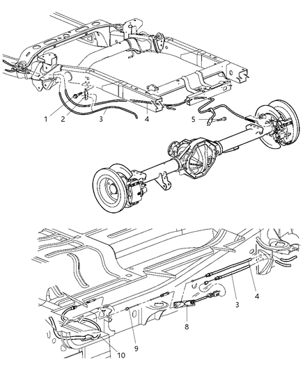 2007 Dodge Ram 1500 Parking Brake Cable, Rear Diagram