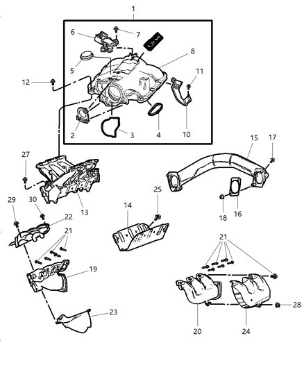 2001 Chrysler Town & Country Manifolds - Intake & Exhaust Diagram 2