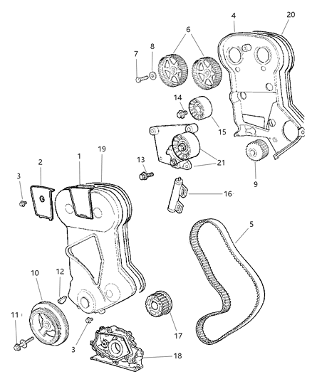 1997 Dodge Neon Timing Belt & Cover Diagram 1