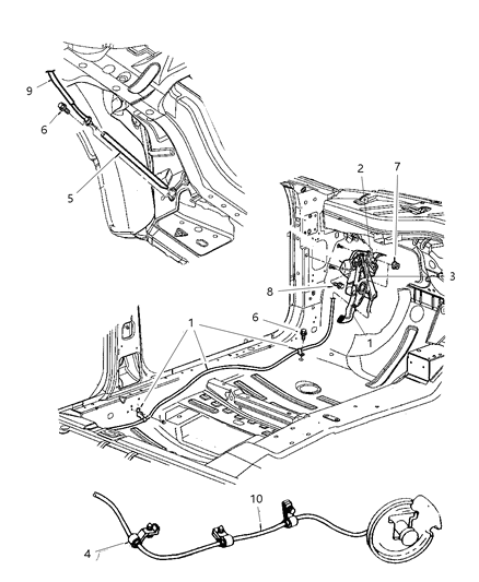 1998 Chrysler Concorde Lever Assembly & Cables Parking Brake Diagram