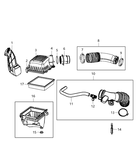 2012 Jeep Grand Cherokee Air Cleaner Hose Diagram for 68088249AB