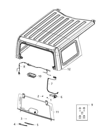 2020 Jeep Wrangler Wiper And Washer System, Rear Diagram