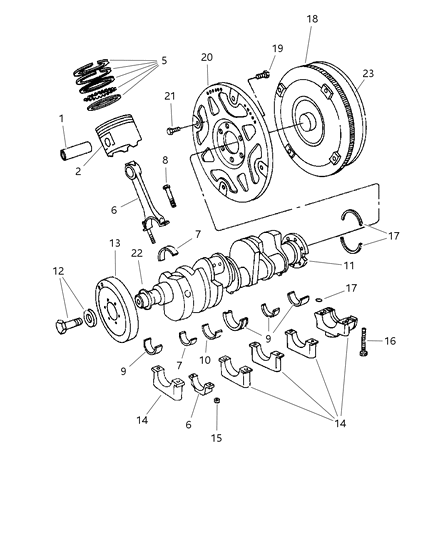 2002 Dodge Durango Crankshaft , Piston & Torque Converter Diagram 2