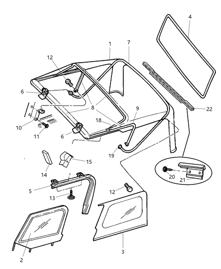 2006 Jeep Wrangler Top-Soft Top Diagram for 1DW85SX9AA