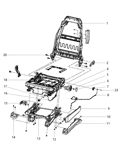 2012 Jeep Wrangler Adjusters, Recliners & Shields - Driver Seat Diagram 1