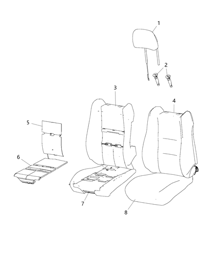 2018 Dodge Durango HEADREST-Active Head RESTRAINTS Diagram for 6MJ12LV5AA