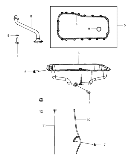 2008 Chrysler Town & Country Engine Oil Pan , Oil Level Indicator Diagram 2