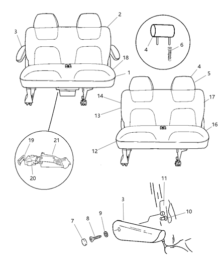 1998 Chrysler Town & Country Rear Seat Diagram