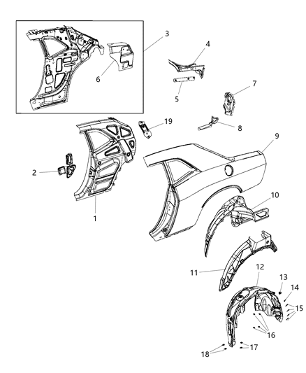 2015 Dodge Challenger Extension-Quarter To Floor Pan Diagram for 5112793AD