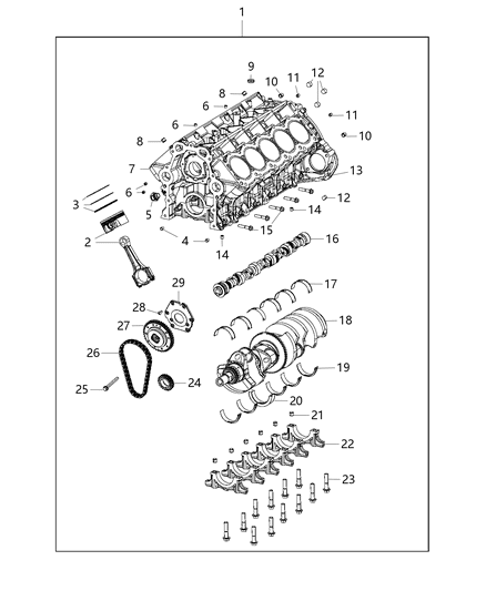 2016 Dodge Viper Cylinder Block & Hardware Diagram