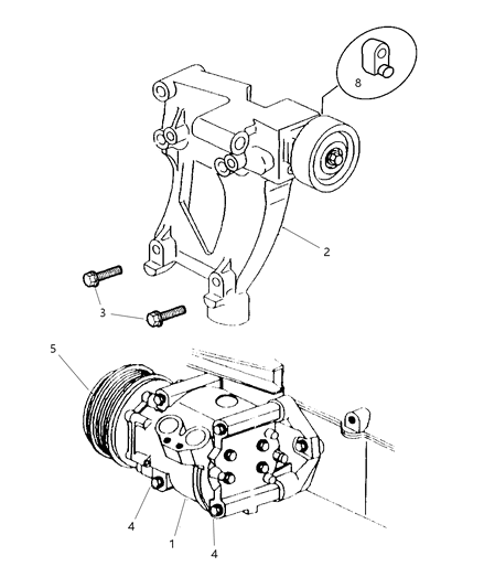 1997 Chrysler Sebring Compressor & Mounting Diagram