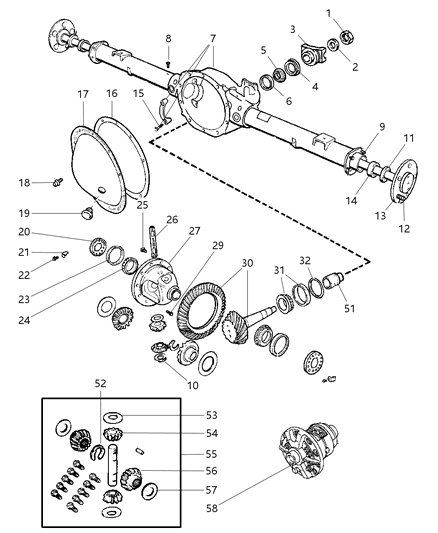 2002 Dodge Durango Axle, Rear, With Differential And Carrier Diagram 2