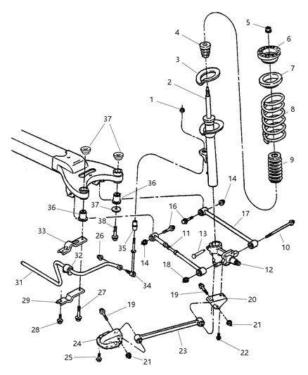 2004 Dodge Intrepid Rear Coil Spring Diagram for 4782780AA