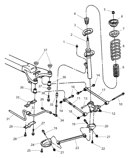 2004 Dodge Intrepid BUSHING-CROSSMEMBER Diagram for 4695873AB