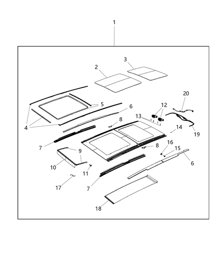 2020 Jeep Renegade DEFLECTOR-SUNROOF Diagram for 68266048AA