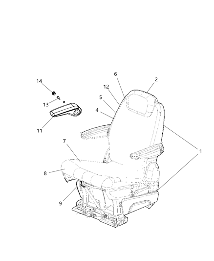 2008 Dodge Grand Caravan Foam-Seat Back Diagram for 68027731AA