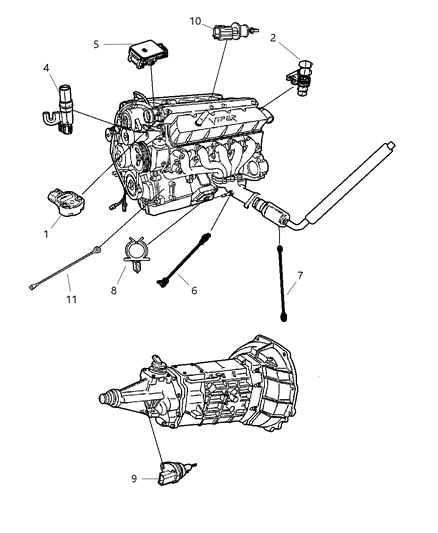 2006 Dodge Viper Oxygen Sensor Diagram for 56041699AA