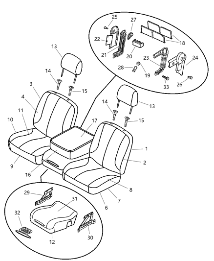 2003 Dodge Ram 2500 Front, Leather Diagram 1