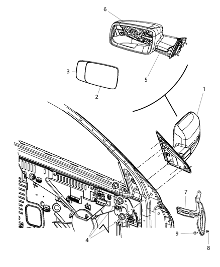 2015 Ram 3500 Outside Rear View Mirror Diagram for 68142672AF