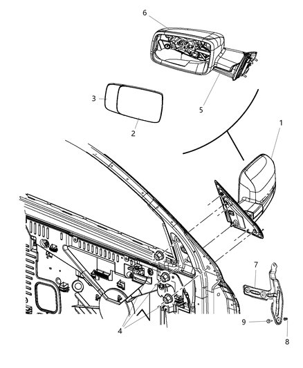 2015 Ram 3500 Mirror, Exterior Diagram