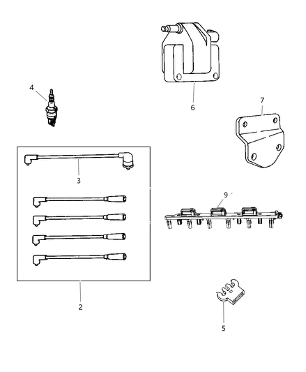 2000 Jeep Wrangler Spark Plugs, Cables & Coils Diagram