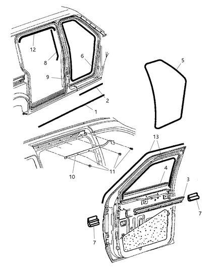 1997 Chrysler Town & Country Weatherstrips & Seals Diagram