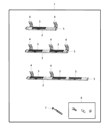 2013 Ram 1500 Step Kit, Tubular Side Diagram