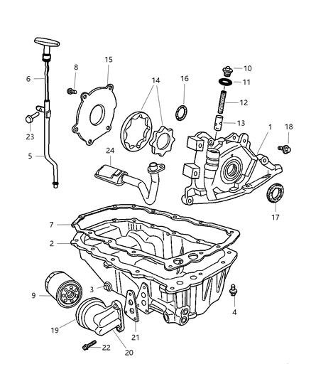 2002 Chrysler PT Cruiser Engine Oiling Diagram 2