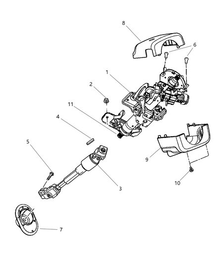 2003 Dodge Stratus Column, Steering, Upper And Lower Diagram