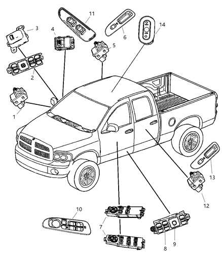 2006 Dodge Ram 3500 Switch-Window And Door Lock Diagram for 56049804AA