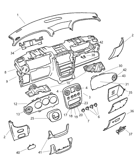 2001 Chrysler PT Cruiser Housing-Air Conditioning Outlet Diagram for SD00WL8AB