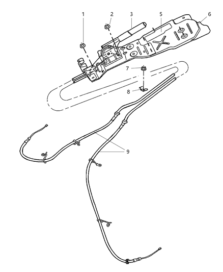 2003 Jeep Liberty Parking Brake Lever & Cables Diagram