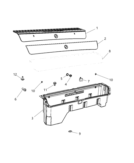 2009 Dodge Ram 1500 Latch-Storage Bin Lid Diagram for 68054214AA