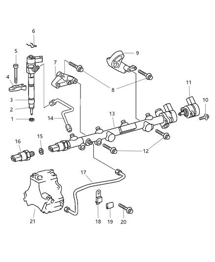 2004 Chrysler PT Cruiser RETAINER-Fuel INJECTOR Diagram for 5080367AA