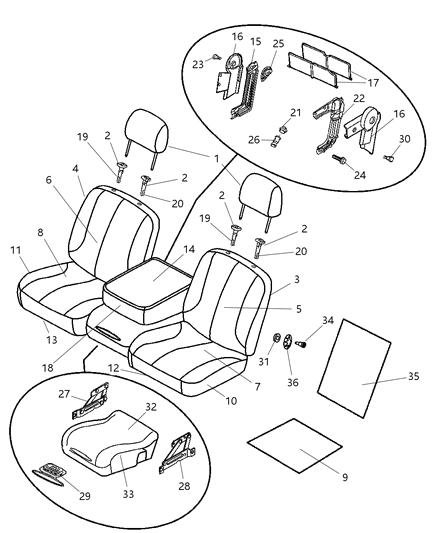 2009 Dodge Ram 3500 Pickup Front Seat - Split Seat Diagram 5