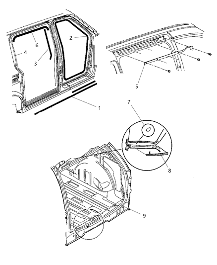 2003 Chrysler Voyager Weatherstrips Diagram